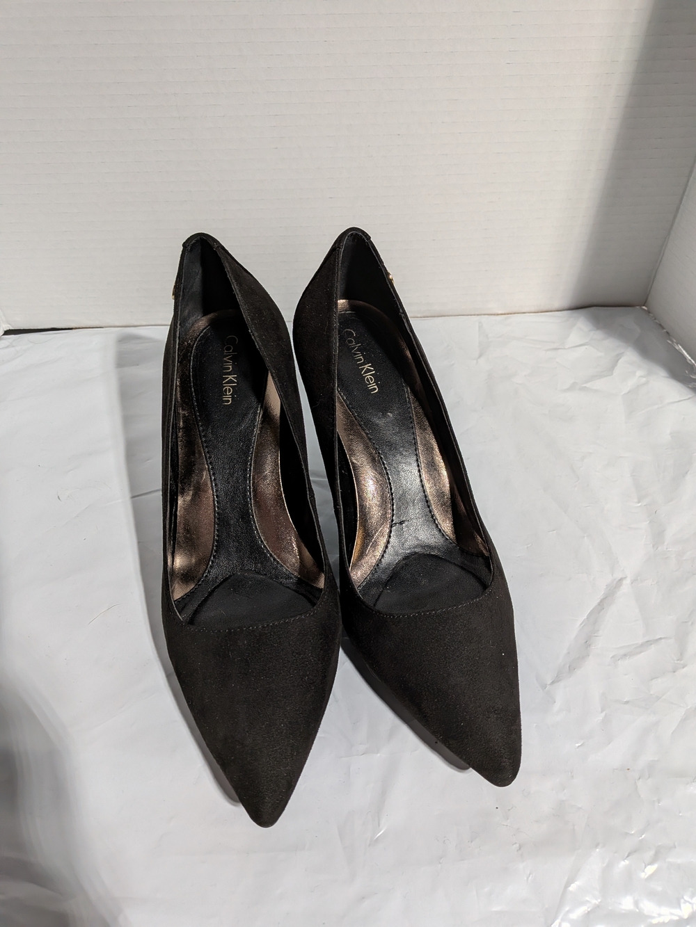 Calvin Klein Black Pointed-Toe Suede Heels